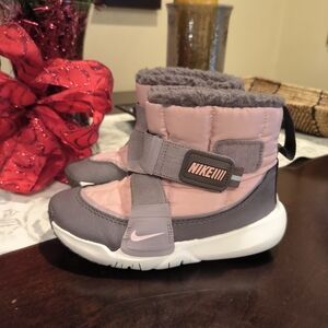 Nike Kids Pink and Gray Boots
